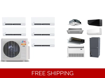 C&H 5-Zone 23 SEER2 Mini Split H-Heat Pump AC (-22°F) E-Star: 13 EER/10.7 HSPF (R454B)